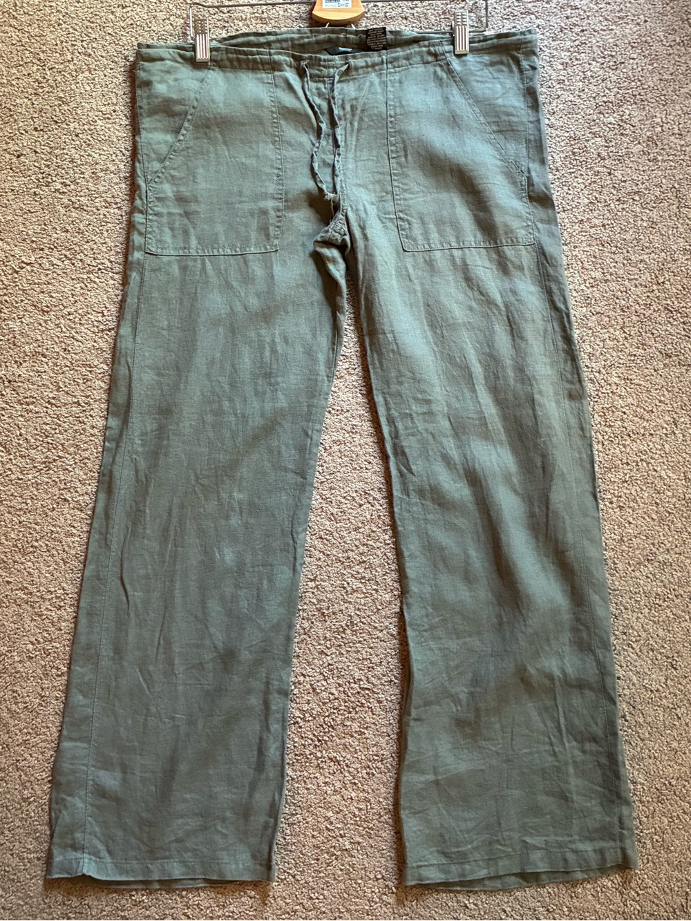 Women’s Olive Green Linen Relaxed Fit Pants fits size XS-M